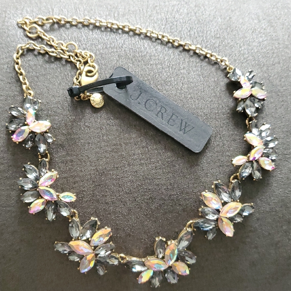 J.Crew Iridescent Crystal Floral Statement Necklace – NWT - Picture 3 of 6